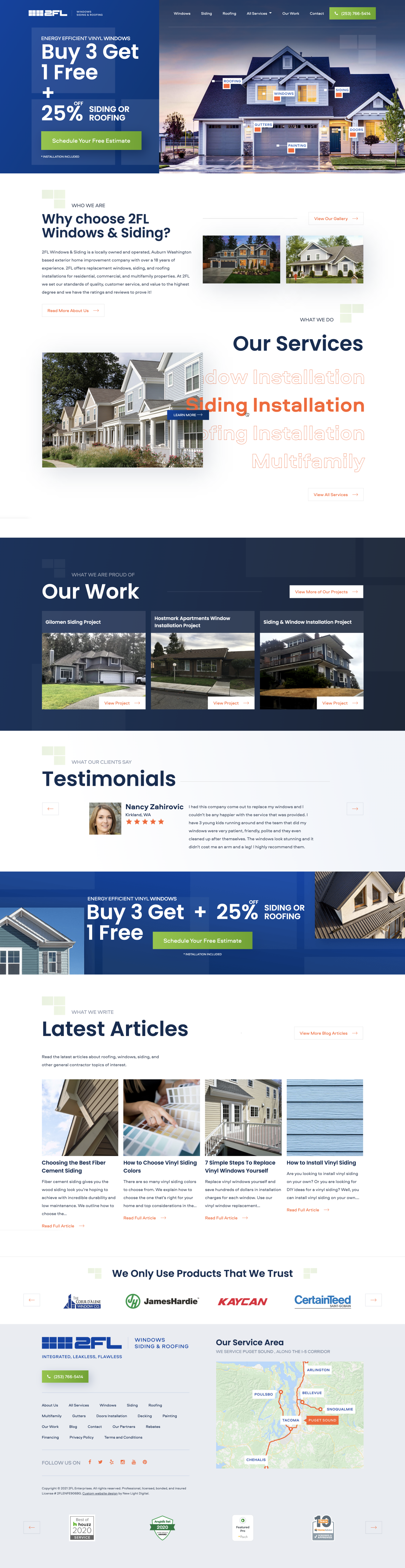 2fl construction website design and development project